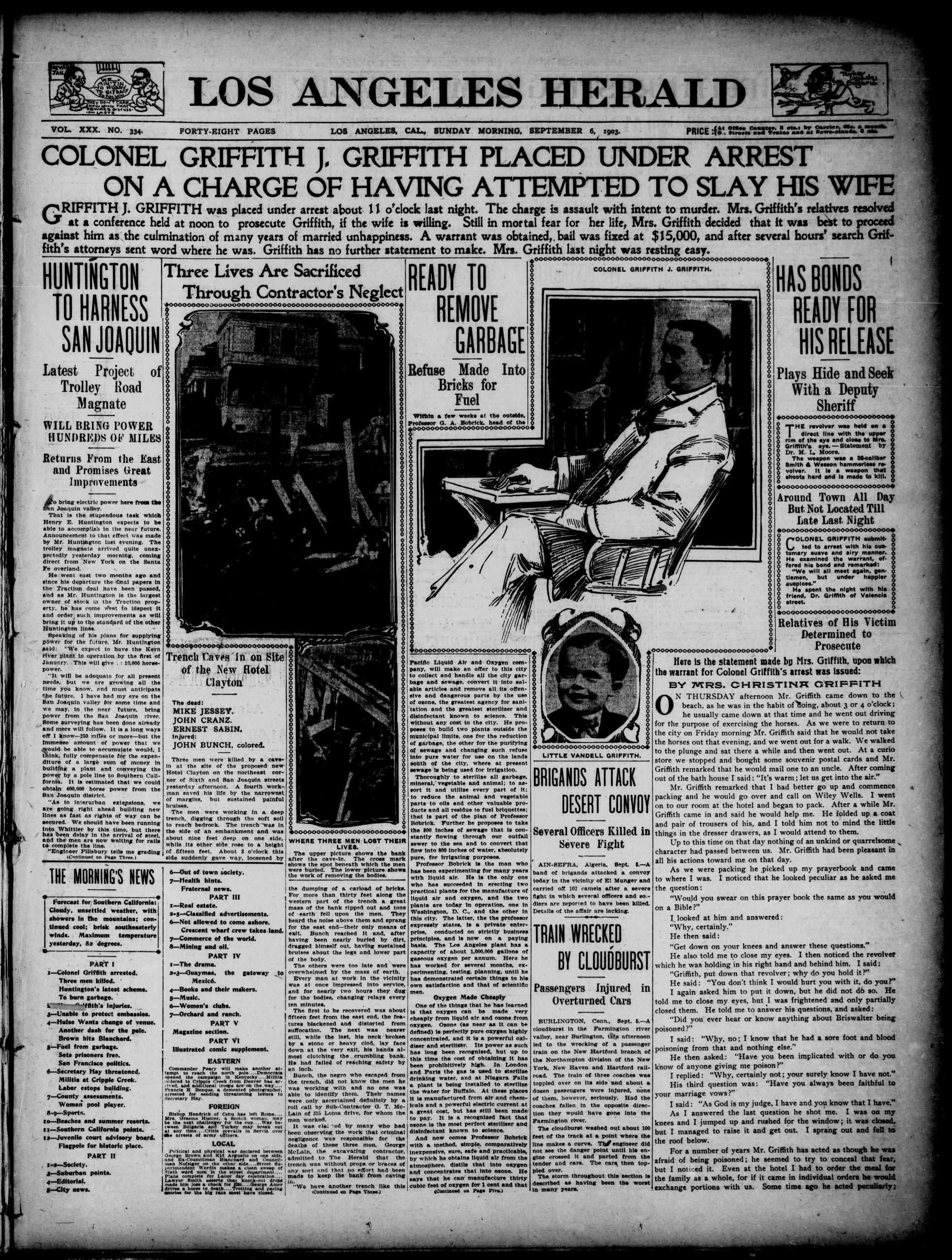 Herald front page of Griffith arrest