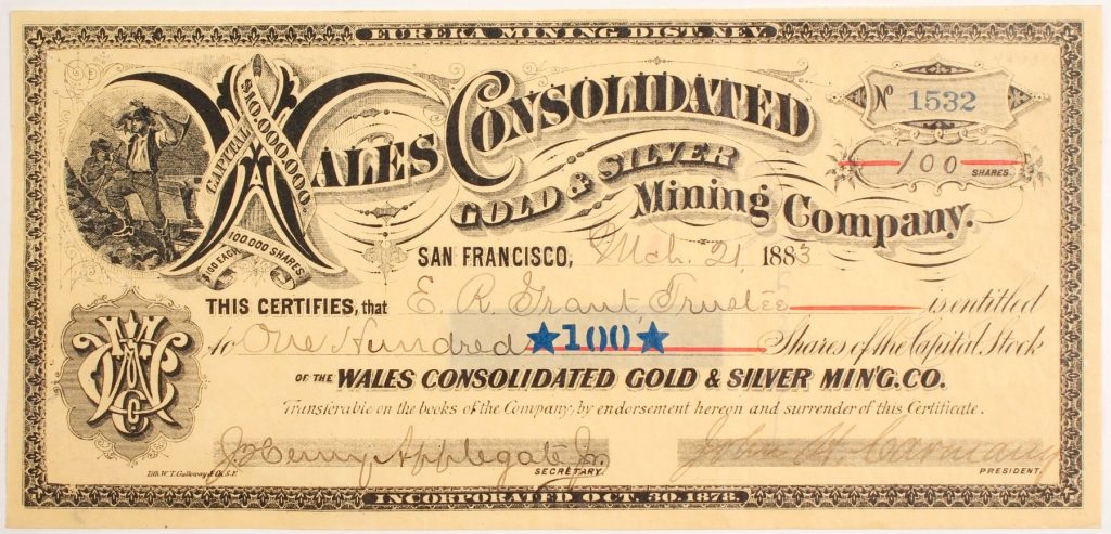 Wales Consolidated stock certificate