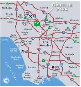 Map of Los Angeles and Griffith Park